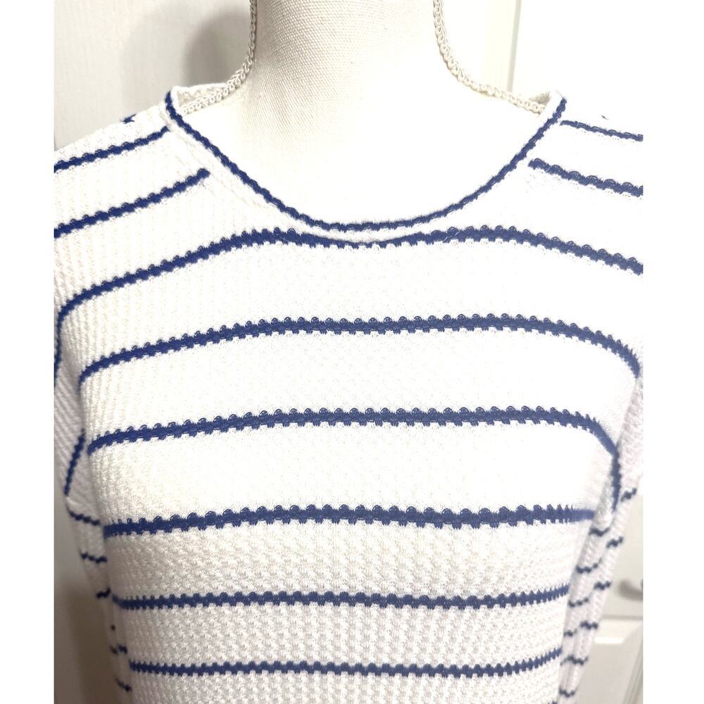 Anthropologie Stripped Women's Crewneck Sweater Whie/Blue Size Large - Picture 3 of 11